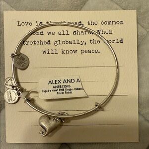 Alex and Ani Silver Heart Charm Bracelet